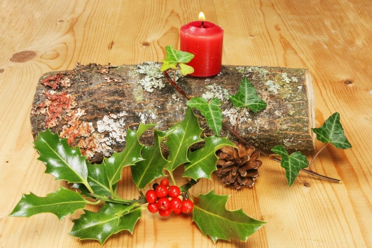 fête du solstice d'hiver avec la bûche de Yule